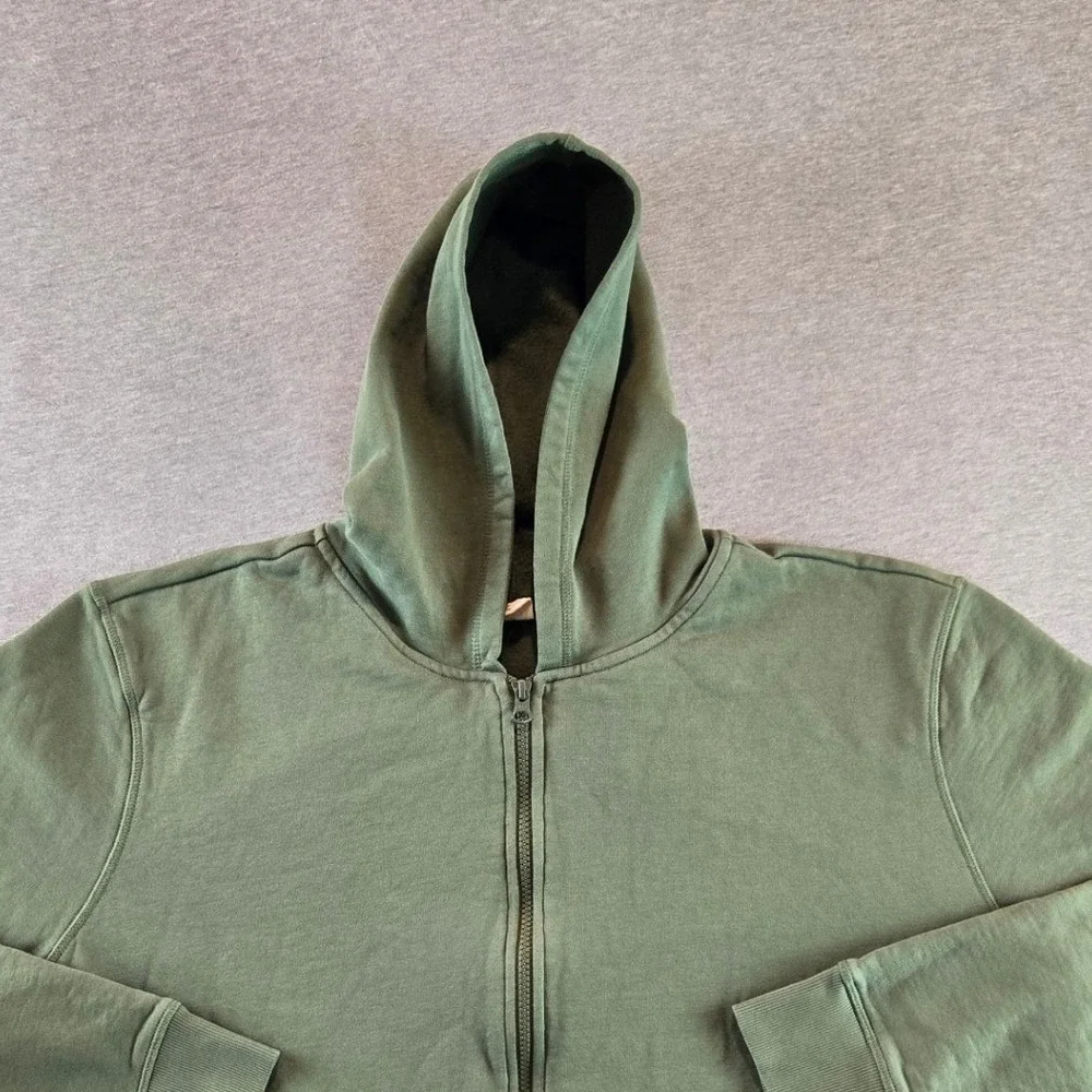 Pact Hoodie Mens 2XL Olive Green Organic Cotton Full Zip Boxy Relaxed Fit